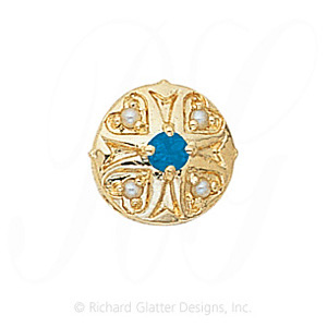 GS337 BT/PL - 14 Karat Gold Slide with Blue Topaz center and Pearl accents 